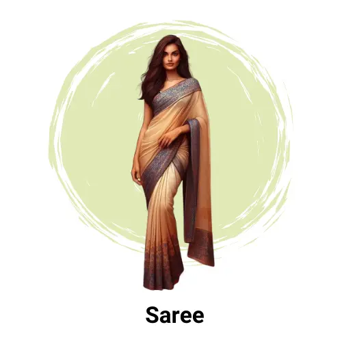 A girl standing and posing like a model wearing Saree