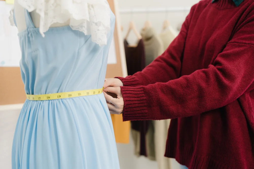 A girl doing dress transformation