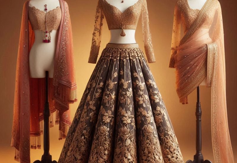 Mannequine wearing a lehnga and its type